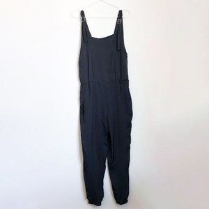 Zara Overall Satin Jumpsuit Navy